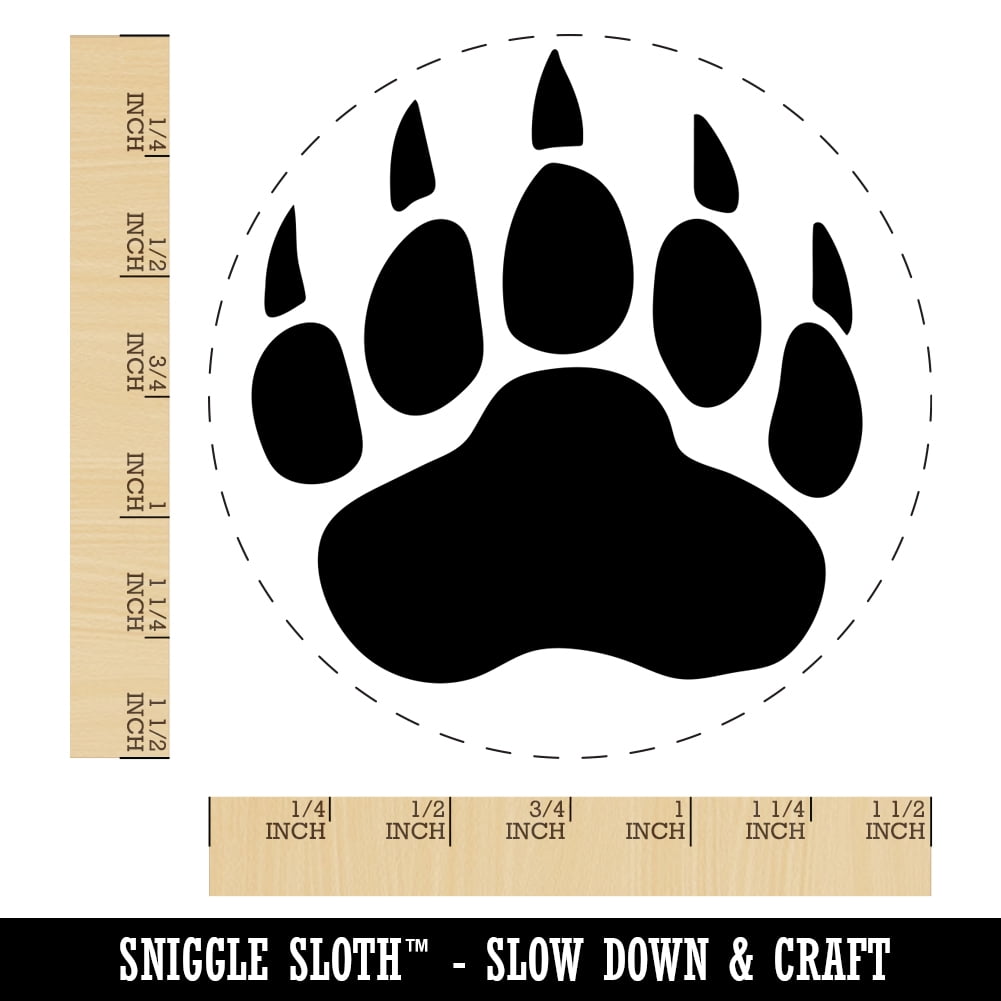 Grizzly Bear Claw Paw Self-Inking Rubber Stamp Ink Stamper - Black Ink - Large 1-1/2 Inch
