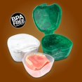 thumbnail image 2 of Easy Open Denture Bath & Case, with Strainer Basket for Soaking, Cleaning, and Storage, Two Pack (Marble & Emerald), 2 of 6