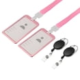 thumbnail image 1 of Unique Bargains Porte-Badge Vertical Rose Doré avec Lanière et Enrouleur Rétractable Noir 2 Ensembles, 1 of 6