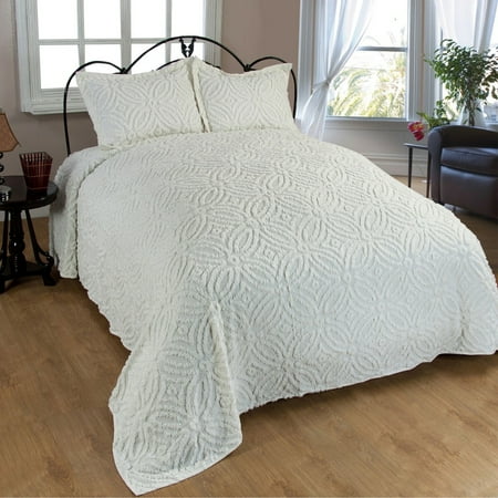 Beatrice Home Fashions Alicia Wedding Chenille Bedspread, Queen, Ivory