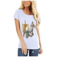 thumbnail image 2 of Hauts d'Été Grande Taille pour Femmes, T-shirt Imprimé Lapin Col Rond, Manches Courtes, Blouse Décontractée Ample, Col en V, en Solde, 2 of 8