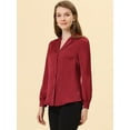 thumbnail image 4 of INSPIRE CHIC Chemisier à Boutons pour Femmes Col Manches Longues Rouge Vin m, 4 of 5