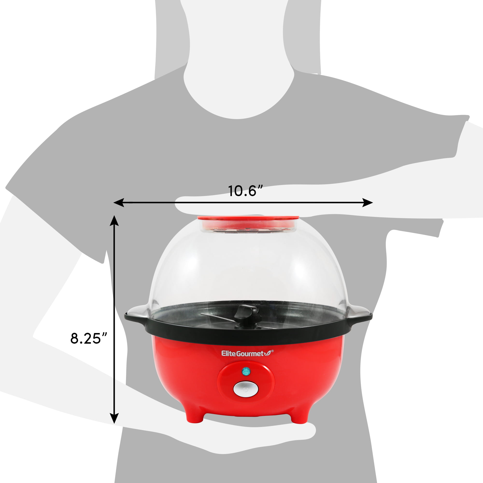  Elite Gourmet EPM330R Automatic Stirring 3Qt. Popcorn Maker  Popper, Hot Oil Popcorn Machine with Measuring Cap & Built-in Reversible  Serving Bowl, Great for Home Party Kids, Safety ETL Approved, Red: Home