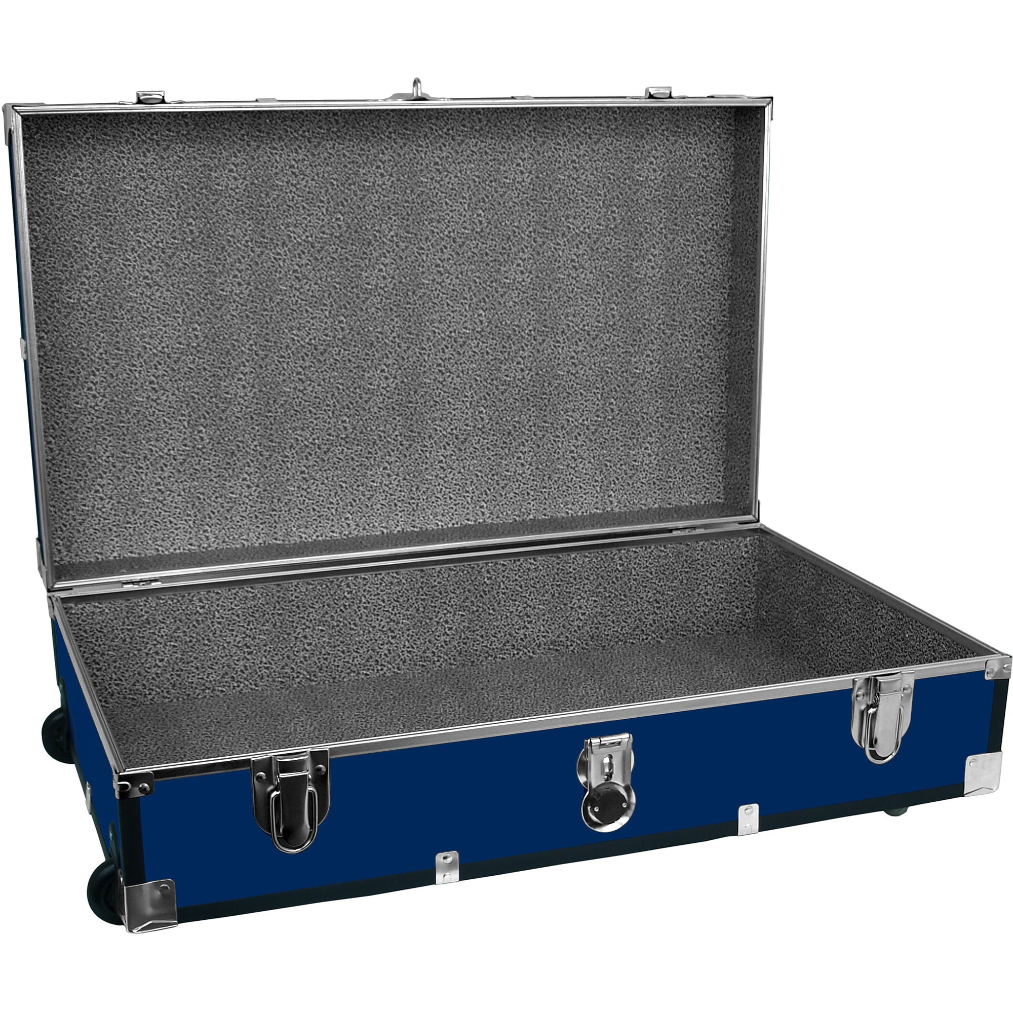 Under Bed Footlocker 31 Inch Blue Wheeled Trunk Rolling Storage Locking