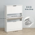 thumbnail image 3 of HOMCOM Shoe Cabinet with 3 Flip Drawers, Slim Shoe Storage Cabinet, White, 3 of 10