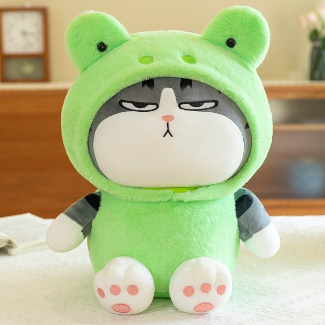 Juguete de Peluche cerdo Rana Panda gato Tabby muñeco blando con capucha Jinlin