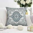 thumbnail image 3 of Exquisite Ethnic Boho 20x20inch Pillow Covers, Set of 2, Decorative Linen Blue Carpet Design, Perfect Farmhouse Throw Pillows for Sofa, Couch, Outdoor Use, 3 of 7