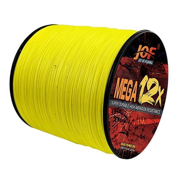 JOF 12X Fishing Line 500M 1000M 12 Strand Braided Cord Multifilament PE Lines for Sea Fishing Wire 25-120LB 0.16MM-0.55MM Ocean Yellow 500M-0.47MM-92LB