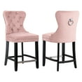 thumbnail image 2 of WestinTrends Wordford 24" Tufted Velvet Counter Stool (Set of 2), Black/ Pink, 2 of 12