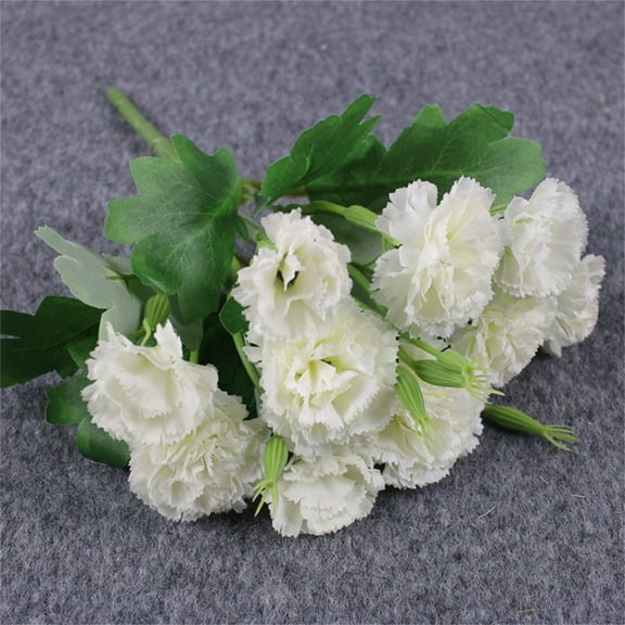 FXMLRLK 1 Bunch White Carnations Artificial Flowers 10 Heads Faux Silk Carnations Artificial Flowers Bouquet for Wedding Decor Home Table Centerpiece Floral Arrangements,White