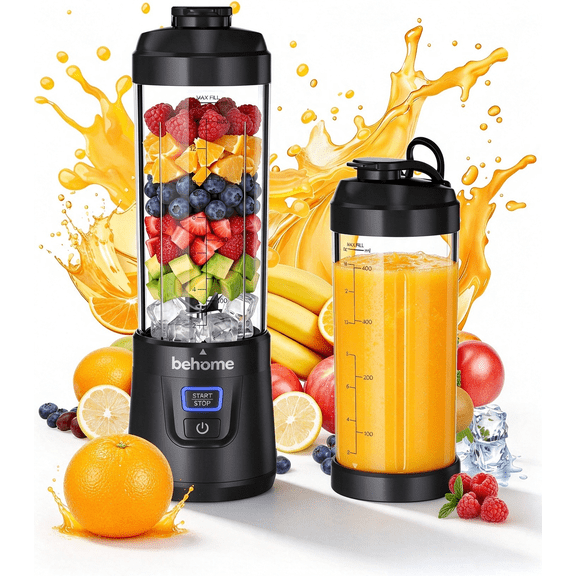 Behome Portable Blender, Personal Juicer for Blender Shakes and Smoothies, Mini Small Cordless Blenders Cup 14oz BPA Free Portable Cups, USB-C Rechargeable for Travel Gym Office
