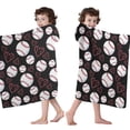 thumbnail image 4 of Black Baseballs and Hearts Pattern Hooded Bath Towel，60"x35" for Ages 3 To 12 Kids, Quick Dry Lightweight Soft Microfiber Hood Beach Towel Cover Up for Kids, 4 of 7