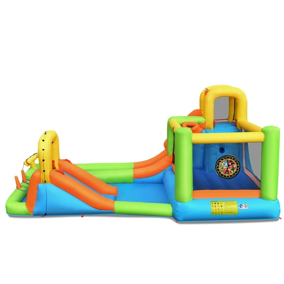 Infans Inflatable Water Slide Park Bounce House Climbing Wall Without Blower