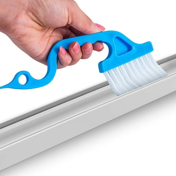 Hard Bristle Crevice Cleaning Brush - Curve Handle Thin Cleaning Brush for Household Use (Blue)