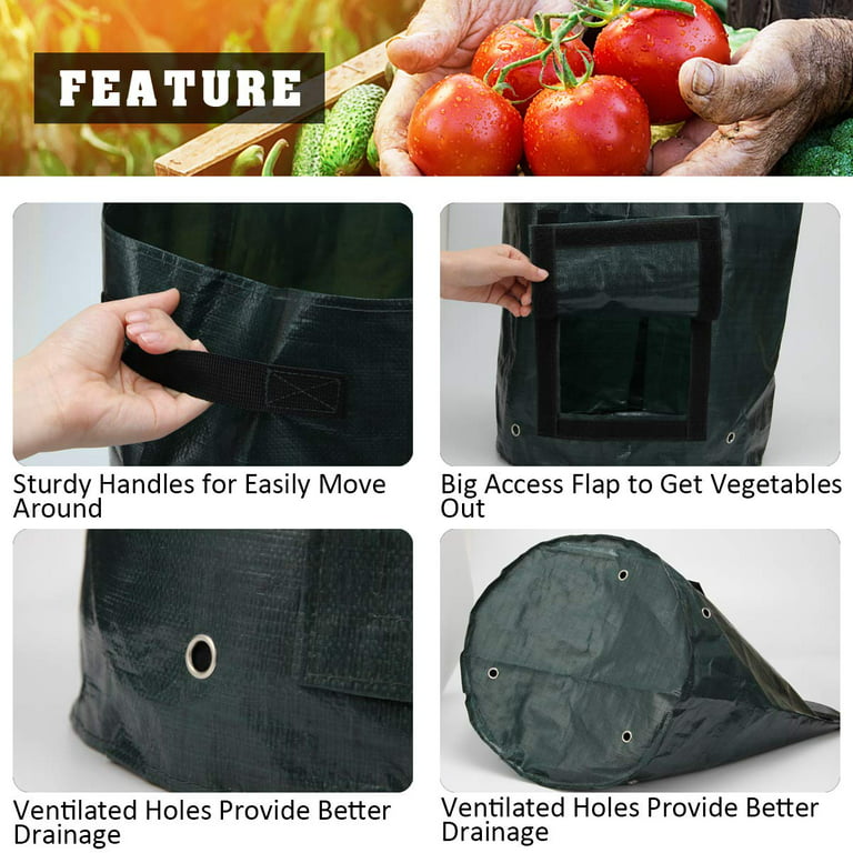 Homyhoo Potato Grow Bags with Flap 10 Gallon, 4 Pack Planter Pot with  Handles and Harvest Window for Potato Tomato and Vegetables, Black and Gray
