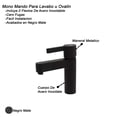 thumbnail image 2 of Monomando Lavabo U Ovalin Baño Rubinett Acero 304 Corto Negro Mate, 2 of 6