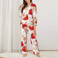 thumbnail image 3 of Kll Cute Mushroom Print Women'S Long Sleeve Pajamas With Pants Sleepwear Loungewear 2 Set-Xx-Large, 3 of 9