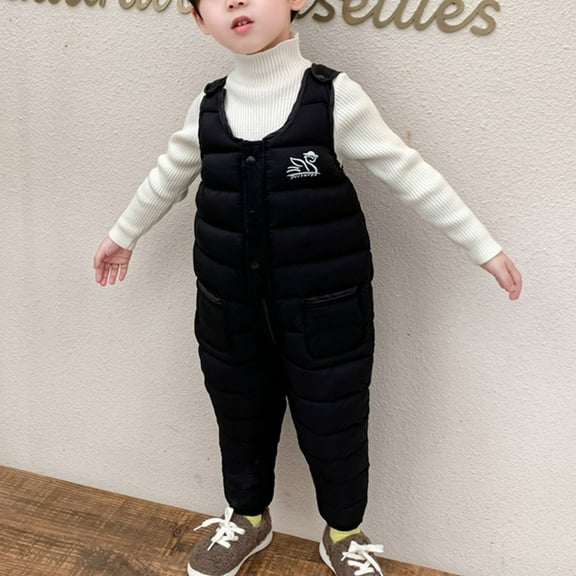 Lilgiuy Little Boys Girls Snow Pants Winter Outdoor Snowsuit Casual Sleeveless Zipper Windproof Waterproof Ski Snow Bibs Overalls Christmas Gifts(1-6Y)