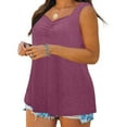 thumbnail image 4 of Admvng Tank Top for Women Plus Size V-Neck Solid Color Loose Fit Casual Summer Sleeveless Top L-5XL, 4 of 8