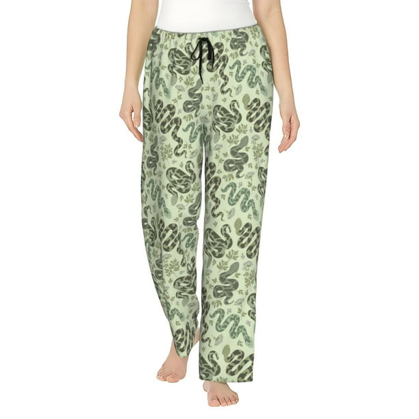 Balery Green Snake Pantalones de pijama para mujer, pijamas ultraligeros, pantalones de estar por casa-XX-Large