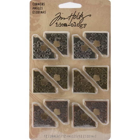 Idea-Ology Ornate Corners 1" 12/Pkg Antique Nickel, Brass & Copper