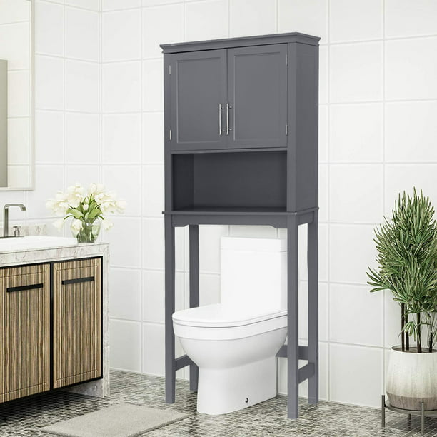 Bathroom Above Toilet Cabinet Gray Mdf, Over The Tank Bathroom Space Saver Cabinet