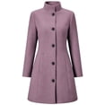 thumbnail image 6 of Vixolx Womens Mid Length Wool Blend Coat Stand Collar Single Breasted Overcoat with Slant Pockets Fall Winter Casual Office, 6 of 8