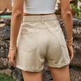 thumbnail image 4 of Nestiefly Womens Jean Shorts High Waisted Denim Shorts Stretchy Rolled Folded Hem Summer Casual Jorts with Pockets Beige 2XL, 4 of 6