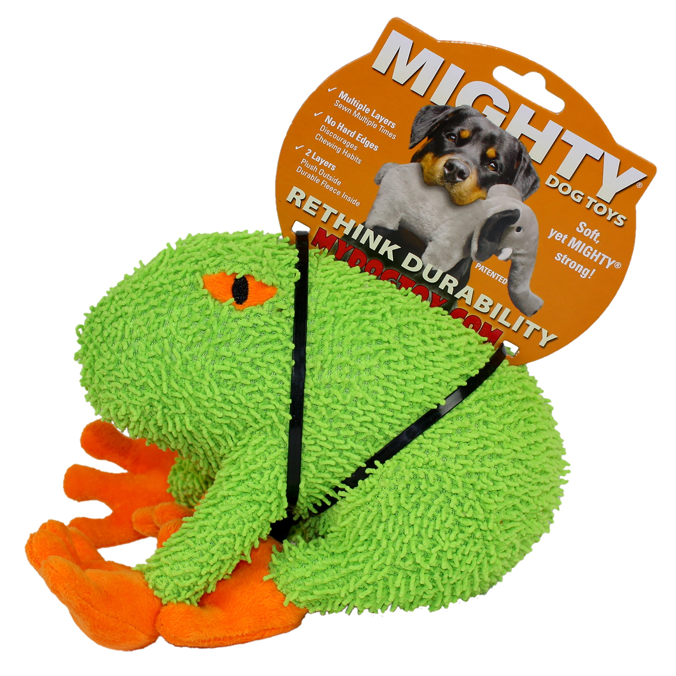 Mighty Microfiber Frog Durable Plush Squeaky Dog Toy