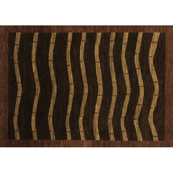 Ahgly Company Indoor Rectangle Abstract Brown Modern Area Rugs, 2' x 5'