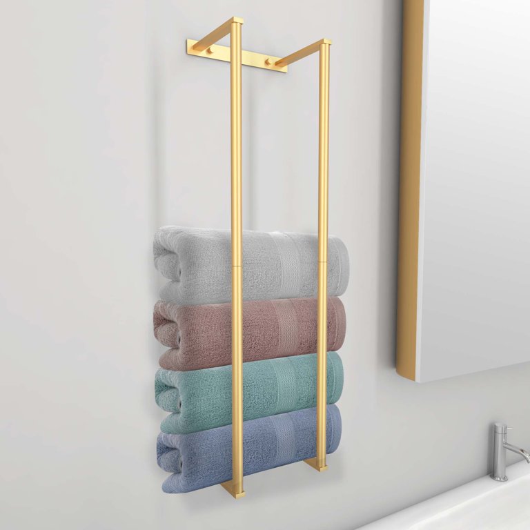 Towel Racks for Bathroom Wall Mounted, Bath Towel Holder, Bathroom Towel  Storage, Bathroom Organizer for Rolled Towels by JORUGUNA, Gold -  Walmart.com