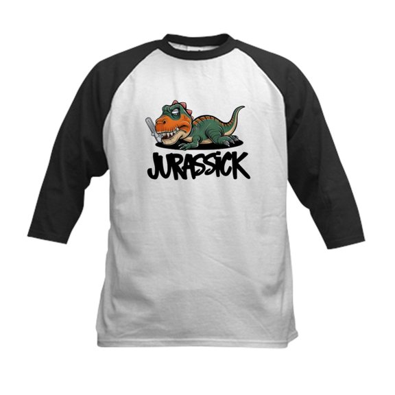 CafePress - Jurassic Dinosaur Kids Baseball T Shirt - Kids Cotton Baseball Jersey, 3/4 Sleeve Shirt