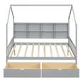 thumbnail image 6 of Full Size House Bed with 2 Drawers, Platform Bed Frame with Storage Shelves, Wood Storage Bed with Headboard and Footboard, Floor Bed Daybed for Boys Girls Bedroom, No Box Springs Required, Gray, 6 of 8