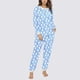thumbnail image 4 of Conjunto de top y pantalones de poliéster con bolsillos largos y estampado de cuello redondo informal para mujer, 4 of 6