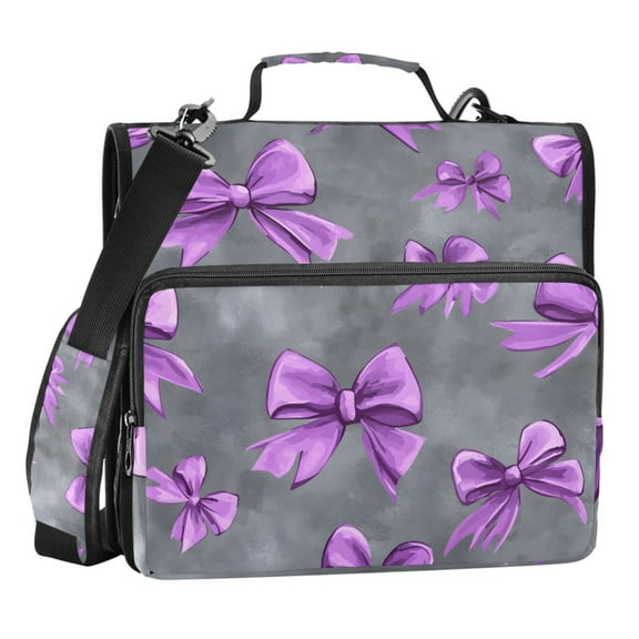 ALAZA Zipper Binder Bows on Grey 3 Ring Trapper Keeper File Folder Organizer Bag