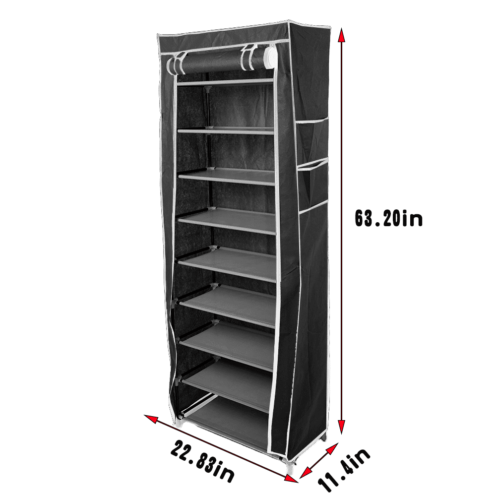Shoe Organizer for Home, 9 Lattices Non-woven Fabric Shoe Rack, Room-saving Assembled Cloth Wardrobe, Rack Black