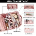 thumbnail image 3 of WANGLI Travel Makeup Bag Organizer Cosmetic Bag for Women,Waterproof Toiletry Bag Quilted Makeup Travel Bag for traveling women,Large Make Up Bag with 3 Compartments,Flat-Opening,, 3 of 6
