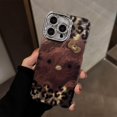 thumbnail image 1 of Brown Leopard Print Hot Girl Cat Phone Case Hanging Chain Three-Dimensional Glitter, 1 of 3