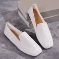 thumbnail image 5 of Xiaoxatg Ladies Breathable Mesh Flat Shoes for Women - Casual Solid Color Shallow Mouth Square Toe Footwear 8 White, 5 of 9