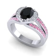 thumbnail image 2 of 2.35 T.C.W Unique Oval Cut Black Onyx & Pink Sapphire Gemstone Wedding Ring for her Solid 14K White Gold Size 5.5 by Diamond-Capitals, 2 of 8
