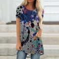 thumbnail image 2 of Blouses à Manches Courtes pour Femmes Blouses d'Été Imprimées Col Rond Ample Chandail Manches Courtes Blouse Femmes Manches Courtes Blouse Femmes Manches Courtes Blouses pour Femmes, 2 of 5