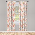 thumbnail image 4 of Ambesonne Floral Window Curtains, Flowers Checkered Back Plot, Each 28" W x 84" L, Dark Salmon Pale Salmon, 4 of 4