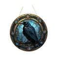 thumbnail image 3 of Raven Ventana de vidrio colgante Arte de pared de la pared Decoración de pájaros Propiedades de regalo de regalo Gótico Decoración de Halloween para, 3 of 8