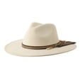 thumbnail image 4 of Wide Flat Brim Fedora Hat Women Suede Panama Rancher Hat, 4 of 8