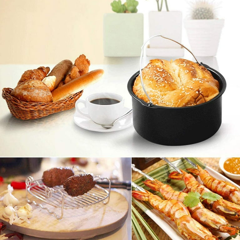 Air Fryer Accessories,7inch Air Fryer Accessories,fit for 3.2QT-5.8QT Ninja  Gowise Cosori Phillips Nuwave Air Fryers and more,Nonstick Coating