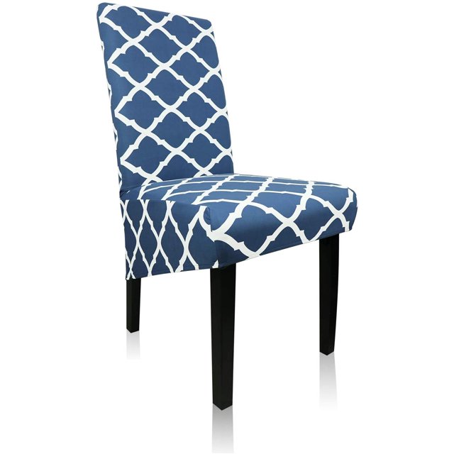 Stretch Dining Chair Slipcovers, XL/Oversized Removable Washable Soft Spandex Extra Large Dining Room Chair Covers for Kitchen Hotel Table Banquet Geometric Print (2 Per Set, Lake Blue)