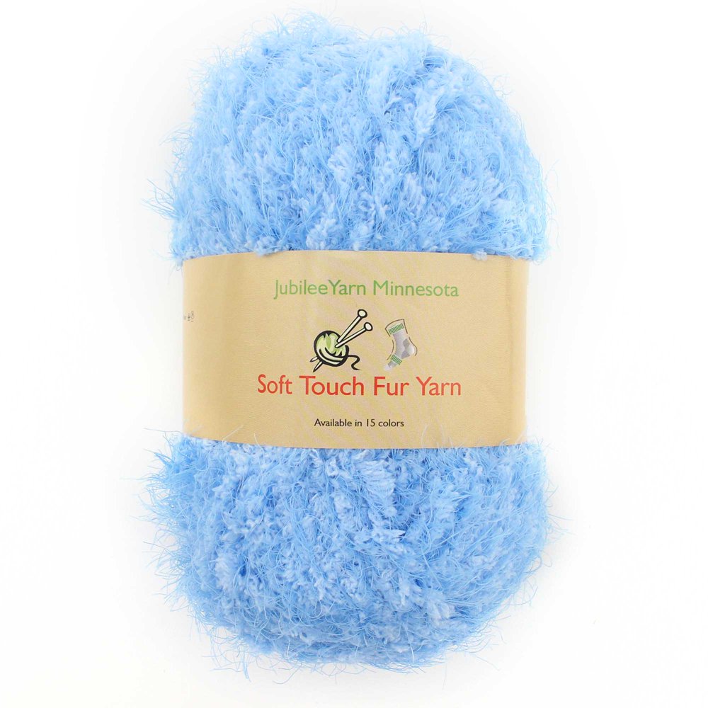 JubileeYarn Soft Touch Fuzzy Fur Yarn 74yd/skein Baby Blue 2 Skeins
