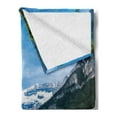 thumbnail image 2 of National Park Soft Flannel Fleece Throw Blanket, Landscape from Lake Louise in Canada with Snowy Mountains, Cozy Plush for Indoor and Outdoor Use, 50" x 60", Teal Dark Seafoam, by Ambesonne, 2 of 5