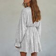 thumbnail image 4 of Aobny Summer Dresses for Women 2025 White Club Party A-Line V-Neck Long Sleeve Sequin Mini Retro Dresses for Women, 4 of 7