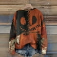 thumbnail image 5 of Kopltyrfg Halloween Sweater Men Stitched Print Spooky Pumpkin Face Sweatshirt Patchwork Vintage Big and Tall Hoodie Winter Holiday Costumes Saffron L, 5 of 6